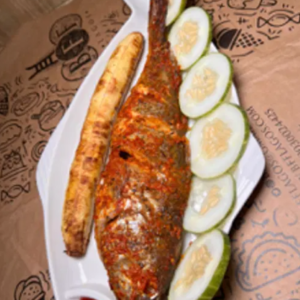 Grilled croaker fish with boli or fries