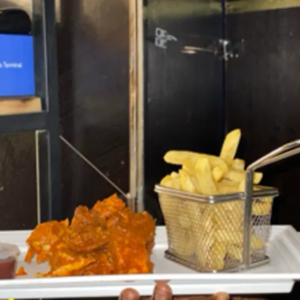 French fries and chicken